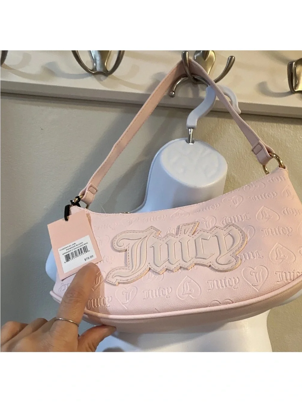 Juicy Couture Blush Pink Embossed Logo Shoulder Bag